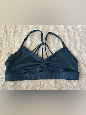 ALO Yoga Black Strappy Ruched Sports Bra